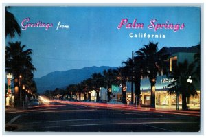 1963 Road Scene Greetings from Palm Springs California CA Vintage Postcard