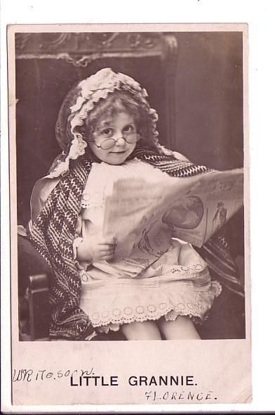 Little Girl in Grannie Costume, Real Photo, Used in Hoboken New Jersey, 1906