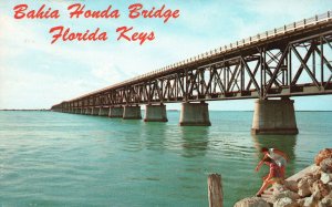 Vintage Postcard Famous Bahia Honda Span Bridge Key West Highway Florida Fla.