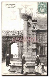 Old Postcard Lampaul The Arc de Triomphe and Calvary Folklore Costume Cap