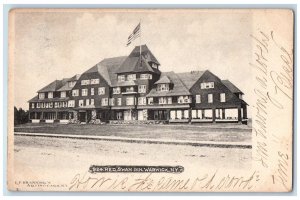 1904 Red Swann Inn Exterior Building Street Warwick New York NY Vintage Postcard