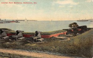 INTERIOR FORT MCHENRY BALTIMORE MARYLAND MILITARY POSTCARD (c. 1910)