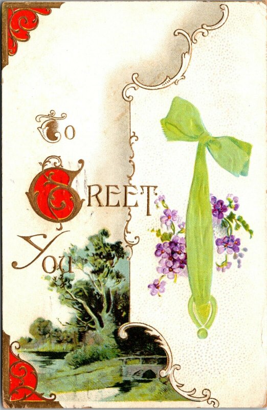 Greetings To Greet You Postcard Old Vintage Card View Standard Souvenir Postal