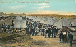 Postcard C-1910 Illinois Chicago Regulars Ft Sheridan Camp Grant Park IL24-3351