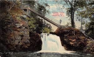 Newark New Jersey~Forest Hill Tiffany Falls~Men Standing on Stone & Bridge~c1910