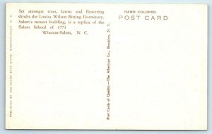 WINSTON-SALEM, NC ~ Salem College LOUISA WILSON BITTING DORMITORY  Postcard