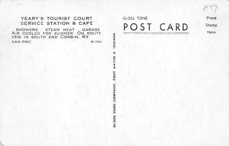 Yeary's Tourist Court Service Station and Caf? Corbin Kentucky  
