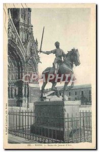 Old Postcard Reims Statue of Joan of Arc