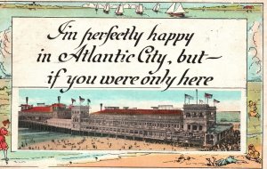 Vintage Postcard 1923 Hotel Beachfront Vacationland Atlantic City New Jersey NJ