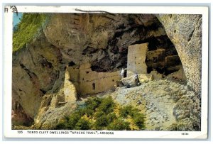 1939 Tonto Cliff Dwellings Apache Trail Phoenix Arizona AZ Posted Men Postcard