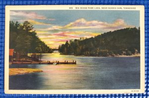 Vtg c1930's Big Ridge Park Lake Dock at Sunset Norris Dam Rocky Top TN Postcard