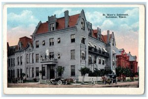 c1930's St. Mary's Infirmary Building Cars Galveston Texas TX Vintage Postcard