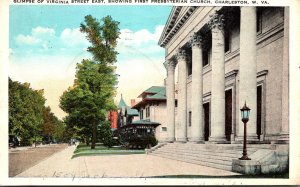 West Virginia Charleston Glimpse Of Virginia Street East Showing First Presby...