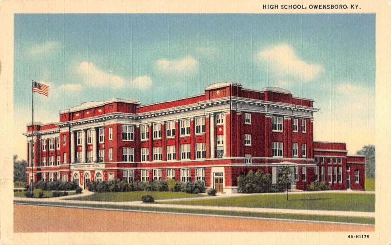 Owensboro Kentucky High School Street View Antique Postcard K58876