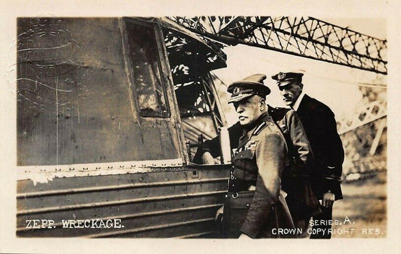 Farnborough Gate U. K. Zeppelin Wreckage Series A #1 Real Photo Postcard