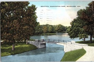 Postcard PARK SCENE Milwaukee Wisconsin WI AI0799