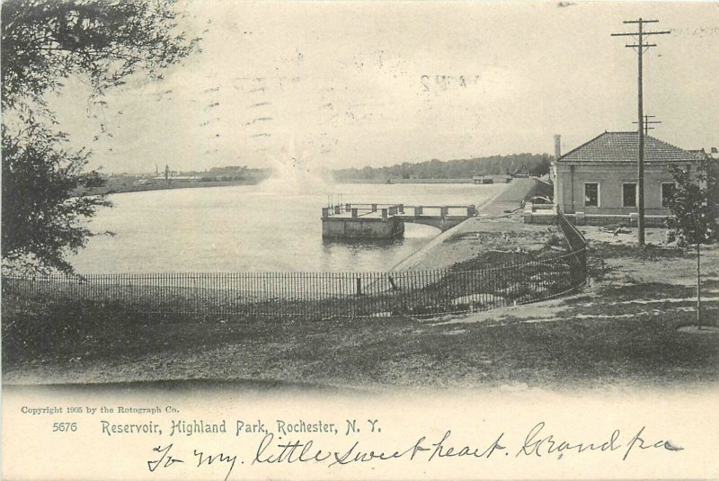 Postcard 1907 New York Rochester Reservoir Highland Park Rotograph NY24-4345