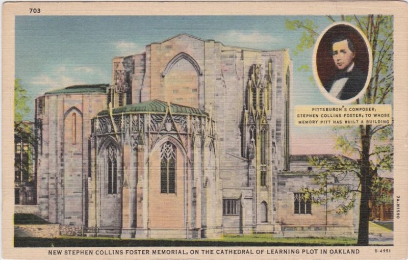 Oakland PA Pennsylvania Stephen Collins Foster at Cathedral of Learning pm 1940