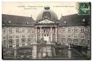 Old Postcard Langres L & # 39Hopital of Charity and & # meteorological 39Obse...