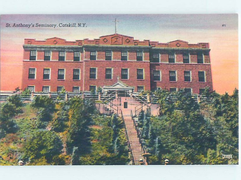 Pre-Chrome SEMINARY SCENE Catskill New York NY AG6356