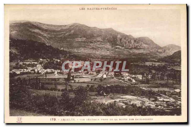 Old Postcard The High Pyrenees Argeles General View from the Route des Eaux B...