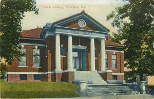 Vintage Postcard; Public Library Princeton IN Gibson County Unposted Wheelock