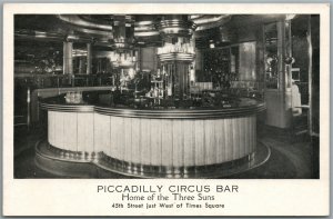 NEW YORK NY PICADILLY CIRCUS BAR INTERIOR VINTAGE REAL PHOTO POSTCARD RPPC