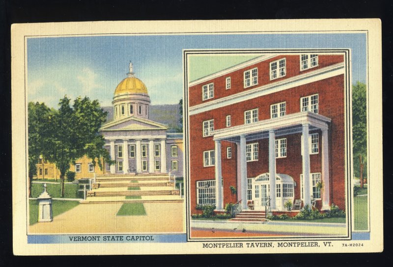 Montpelier, Vermont/VT Postcard, State Capitol, Montpelier Tavern