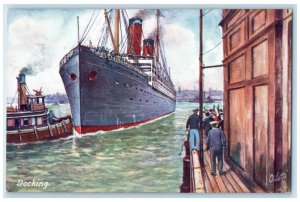 c1910 Steamship Docking A Trip To Europe Oilette Tuck Art Unposted Postcard