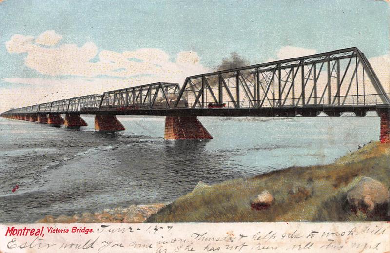 Victoria Bridge, Montreal, Canada,  Early Postcard, Used on 1907