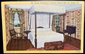 Vintage Postcard 1941 George Washington's Bedroom, Mt. Vernon, Virginia