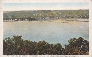 New York Watkins Birds Eye View Of Watkins And Seneca Lake Showing Lake Showi...