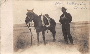 J46/ Swifts Current Saskatchewan Canada RPPC Postcard c10 Stotler Cowboy 359