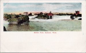 Middle Falls Spokane WA Washington Postcard H24