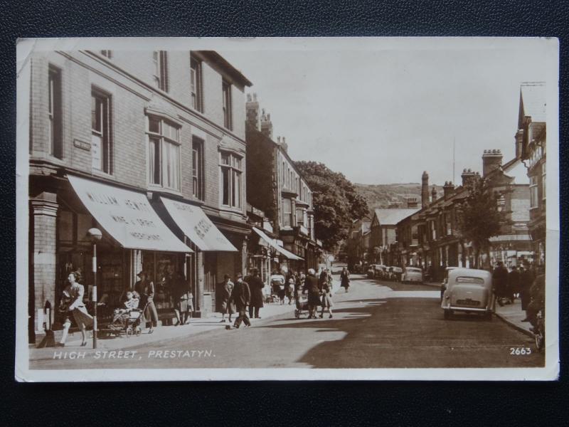 PRESTATYN High Street showing WILLIAM HEWITT WINE MERCHANT c1950's RP Postcard