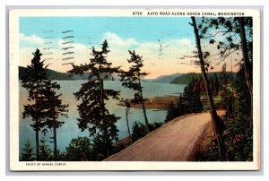 Auto Road Along Hood Canal Washington WA Linen Postcard H30