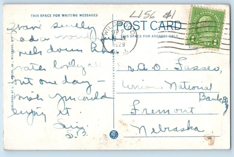 Wildwood New Jersey NJ Postcard Boardwalk South Of Ocean Pier Scene 1929 Antique