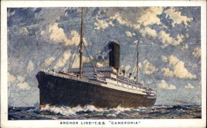 Steamship Boats, Ships Cameronia Anchor Line c1900s-20s Postcard