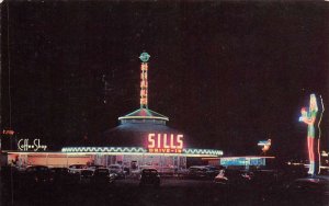 Las Vegas Nevada Sill's Drive-In Restaurant Exterior at Night Vintage PC U2731