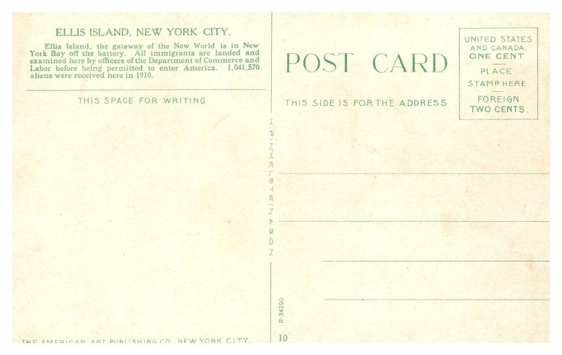 Postcard Ellis Island New York City American Art Publishing pc1590