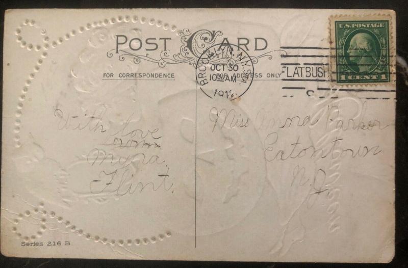 1912 Brooklyn NY Usa Picture Postcard PPC Cover Happy Halloween !