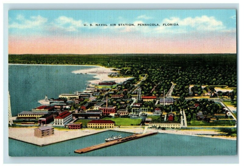 1930's Bird's Eye View Air Station Pensacola FL Vintage Postcard F96 