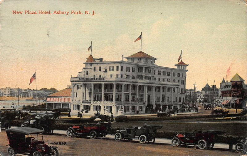 New Plaza Hotel, Asbury Park, New Jersey, Early Postcard, Used in 1913