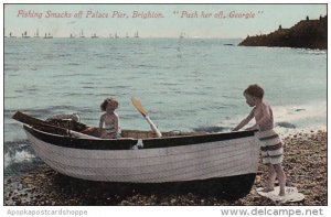 England Brighton Fishing Smacks Off Palace Pier 1912