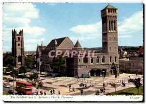 UK Modern Postcard the guildhall and St Andrew & # 39s Plymouth church