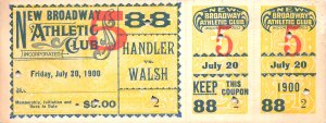 Handler vs Walsh July-20-1900 ORIGINAL FULL TICKET