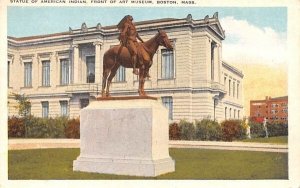 Statue of American Indian in Boston, Massachusetts Front of Art Museum.