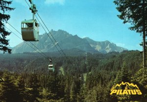 Vintage Postcard Kriensereggbahn mit Pilatus Lucerne Switzerland Lift Pilatus