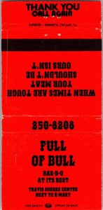 Vintage Matchbook Cover Full of Bull Barbecue BBQ Austin, Texas MB173