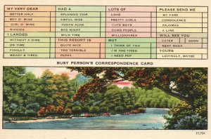 Vintage Postcard Busy Person's Correspondence Card Asheville Post Card Co.